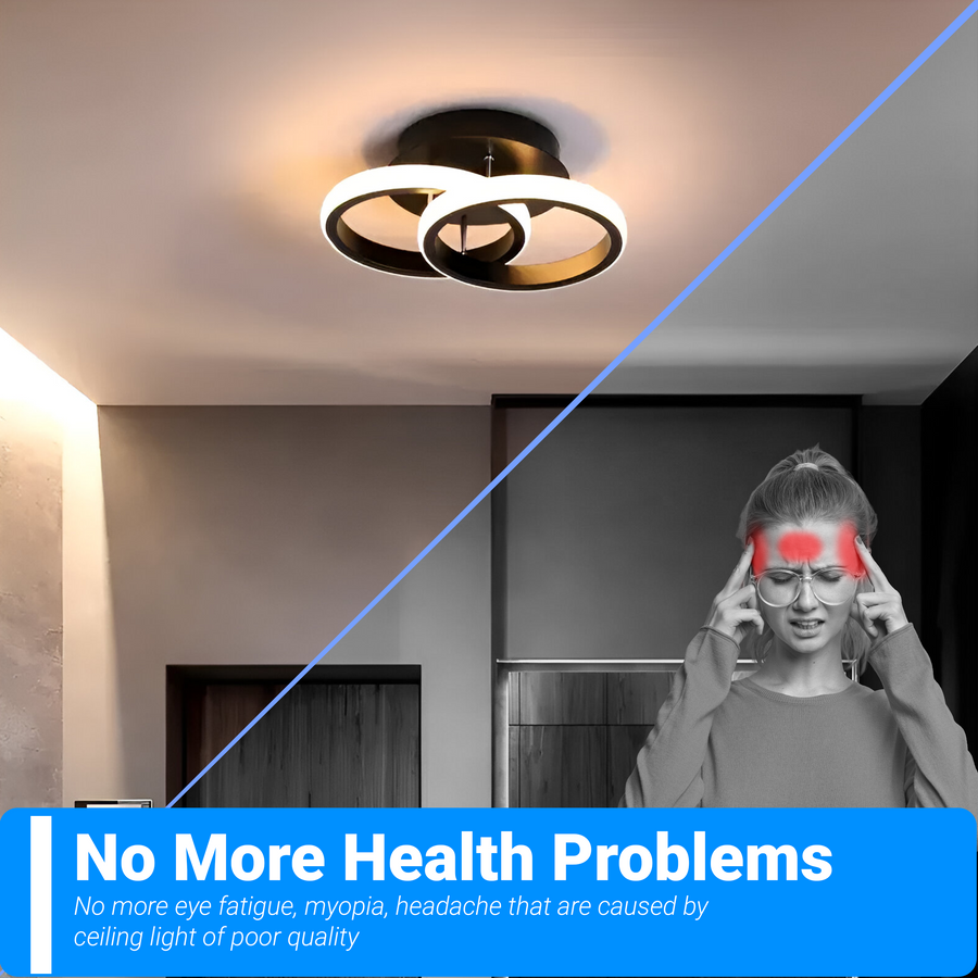 Lustre LED VERTEX CIRCULA 21W, 2 Cercles, Structure en Métal, Lumière Froide/Chaude/Neutre 3000K/4000K/6000K, Noir, Métal