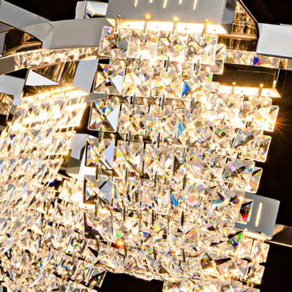 Lustre LED Suspendu, CC370/1200CH, Cristal et Métal, 30W, Télécommande, Lumière Froide/Chaude/Neutre 3000K/4000K/6000K, Éclairage Luxueux