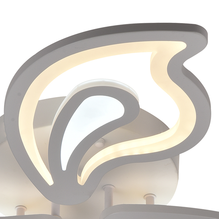 Lustre LED avec télécommande GLORIOSA 95W, 5 pétales, Lumière froide/chaude/neutre, Dimmable, Blanc