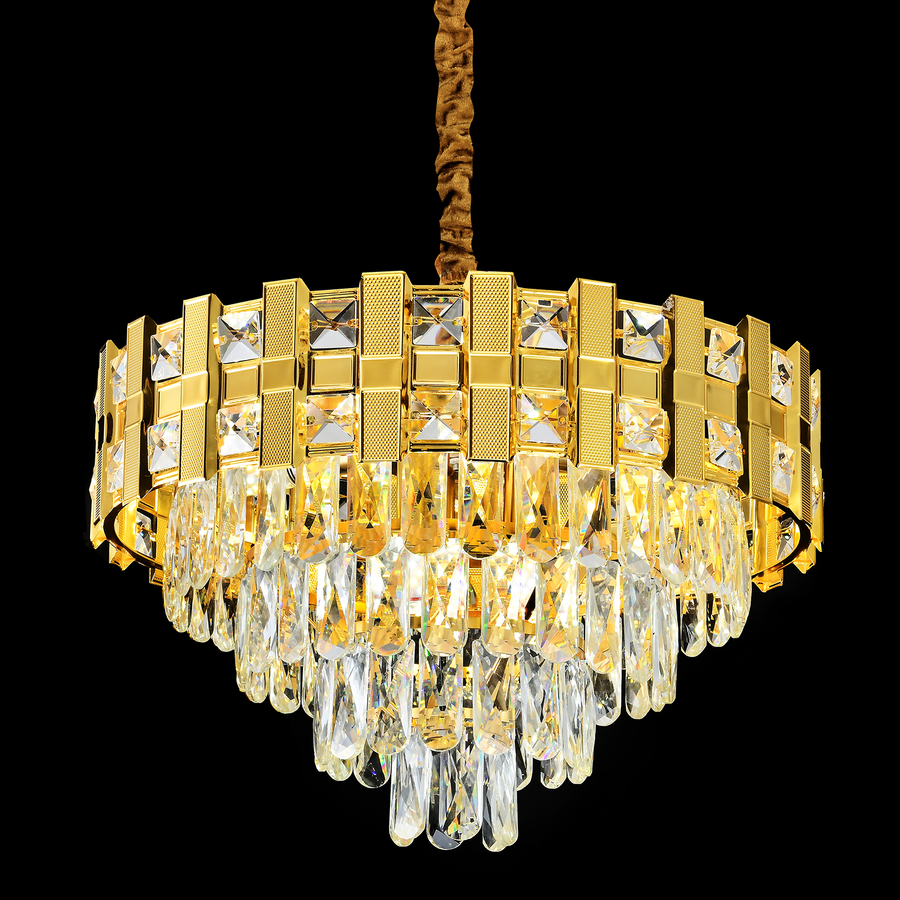 Lustre en cristal BRAN Mango 8xE14, diamètre 60cm, or brillant, hauteur réglable