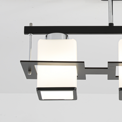 Lustre classique Aramis avec abat-jour carré en bois 3x E27 gris noir