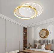 Lustre LED avec télécommande LUNARO 38W, 2 Cercles, Lumière Froide/Chaude/Neutre, Dimmable, Or Blanc