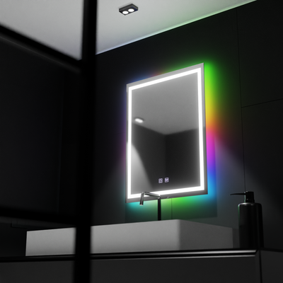Miroir LED rectangulaire 60X80cm, Spectrum Touch, RGB, Système Antibuée