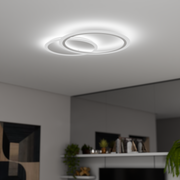 Lustre LED avec télécommande LUCY 40W, 2 Cercles, Lumière Froide/Chaude/Neutre, Dimmable, Blanc