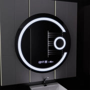 Miroir rond LED, 70 cm, Visio MotionGlow Marcello, système anti-buée, horloge et thermomètre, loupe cosmétique, intensité variable