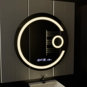 Miroir rond LED, 70 cm, Visio MotionGlow Marcello, système anti-buée, horloge et thermomètre, loupe cosmétique, intensité variable