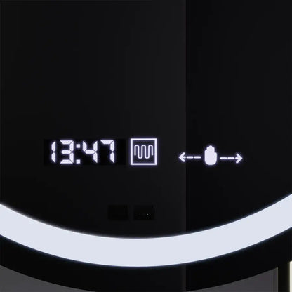 Miroir rond LED, 60 cm, Visio MotionGlow Marcello, système anti-buée, horloge et thermomètre, loupe cosmétique, intensité variable