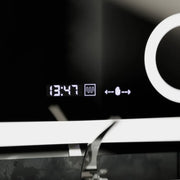 Miroir LED rectangulaire, 80x80cm, Souverain MotionGlow Marcello, système anti-buée, horloge et thermomètre, loupe cosmétique, variable