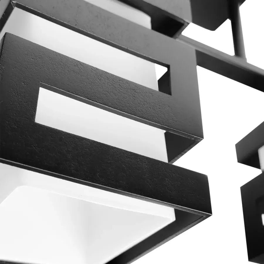 VANJA Lustre en Bois avec Abat-Jour Carré 2 X Douille E27 Noir Blanc