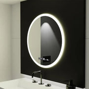 GIULIA Miroir LED rond, 70 cm, capteur MotionGlow, système anti-buée, horloge et thermomètre, variable, Marcello Funghi