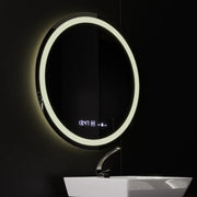 Miroir rond LED, 80 cm, Celeste MotionGlow Marcello, système anti-buée, horloge et thermomètre, intensité variable