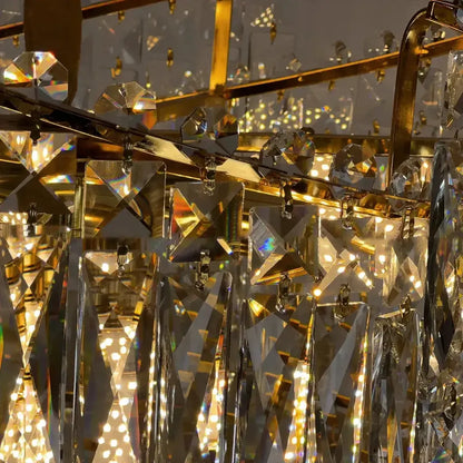 TOPKAPI Nobile Lustre en cristal 6xE14, diamètre 40 cm, or brillant, hauteur réglable