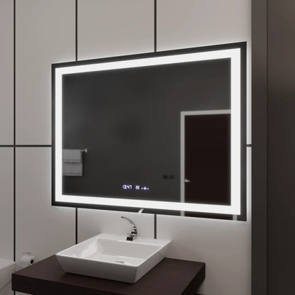 Miroir LED rectangulaire 120x80cm Vérité MotionGlow Marcello, Système anti-buée, Horloge & Thermomètre, Intensité variable