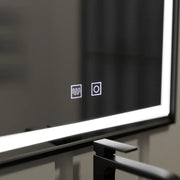 Miroir LED rectangulaire 60x90 cm, système anti-buée tactile EDGE, cadre noir