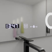 Miroir LED rectangulaire, 100x80 cm, Precision MotionGlow Marcello, système anti-buée, horloge et thermomètre, loupe cosmétique, variable