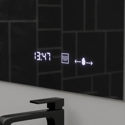 Miroir LED rectangulaire, 120x80cm, ABSOLU MotionGlow Marcello, système anti-buée, horloge et thermomètre, loupe cosmétique, variable