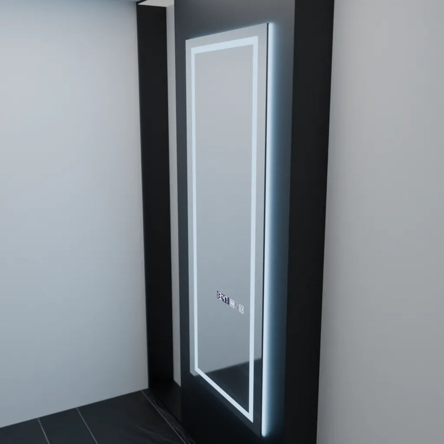 Miroir LED rectangulaire, 60x150cm, Capteur Radar Alessia Marcello, Système Antibuée, Horloge & Thermomètre, Dimabila, Dressing Couture
