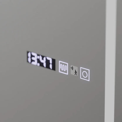 Miroir LED rectangulaire, 60x150cm, Capteur Radar Bianca Marcello, Système Antibuée, Horloge & Thermomètre, Dimabila, Dressing Couture