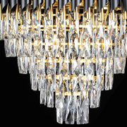 Lustre en cristal CC900/800X1200, 23xE14, diamètre 80 cm, hauteur 120 cm, or brillant et noir, hauteur réglable, design élégant