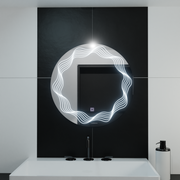 Miroir rond LED 60 cm, Flusso Touch, système anti-buée, intensité variable