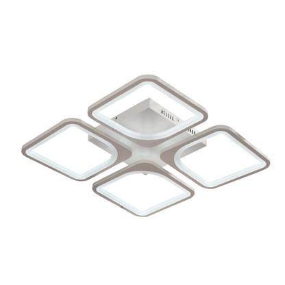 Lustre LED avec télécommande ZOE 53W, 4 Carrés, Lumière Froid/Chaud/Neutre, Dimmable, Blanc