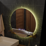 Miroir LED Touch Alfred système de désembuage, horloge et température 60x60 cm avec support intégré