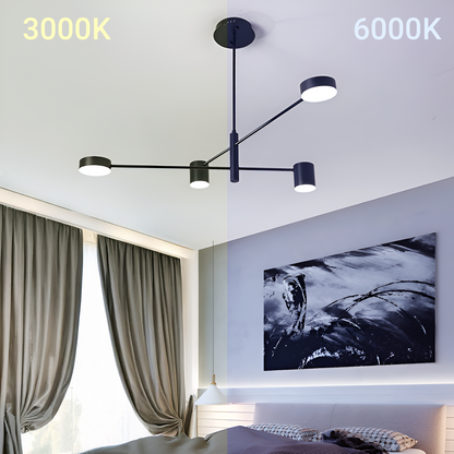 Lustre LED GALIOS 48W, 4 éléments, Lumière froide/chaude/neutre, Noir