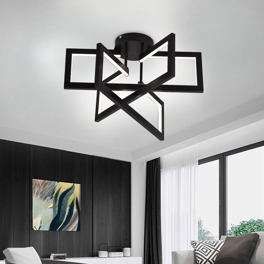 Lustre LED avec télécommande 72W, 3 éléments, Lumière froide/chaude/neutre, Dimmable, Noir, LT750/3BK