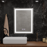 Miroir LED rectangulaire, 60x80cm, RADIANTE Touch, Système anti-buée, Gradable