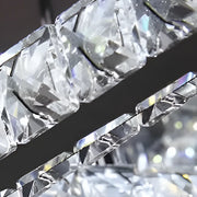 Lustre LED carré Alberico, 17 W, lumière froide/chaude/neutre, cristal, chrome brillant