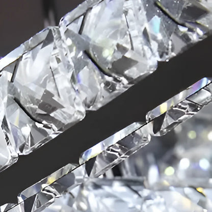 Lustre LED carré Alberico, 17 W, lumière froide/chaude/neutre, cristal, chrome brillant