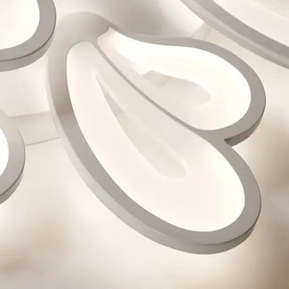 Lustre LED avec télécommande BLOSSOM 95W, 5 Pétales, Lumière Froide/Chaude/Neutre 3000K/4000K/6000K, Dimmable, Blanc, Métal et Acrylique