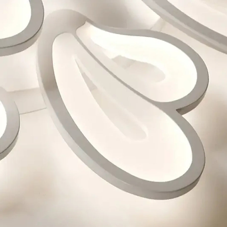 Lustre LED avec télécommande BLOSSOM 95W, 5 Pétales, Lumière Froide/Chaude/Neutre 3000K/4000K/6000K, Dimmable, Blanc, Métal et Acrylique