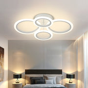 Lustre LED avec télécommande BETTY 43W, 4 Cercles, Lumière Froide/Chaude/Neutre, Dimmable, Blanc