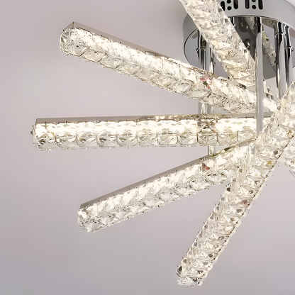 Lustre LED avec télécommande LUELLA 79W 5 Éléments, Linéaire, Lumière Froide/Chaude/Neutre, Gradable, Argent