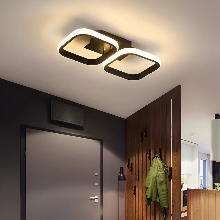 Lustre LED VERTEX 11W, 2 Carrés, Linéaire, Lumière Froid/Chaud/Neutre, Noir