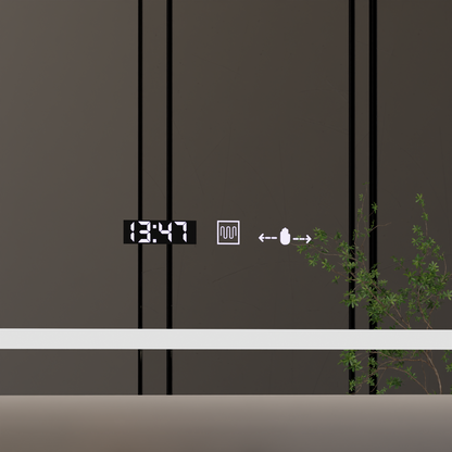 Miroir LED rectangulaire, 120x80cm, Definition MotionGlow Marcello, système anti-buée, horloge et thermomètre, loupe cosmétique, variable