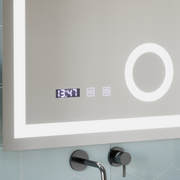 NIVERA Miroir Tactile LED Système de Désembuage, Horloge et Température Loupe Cosmétique 60x80 cm