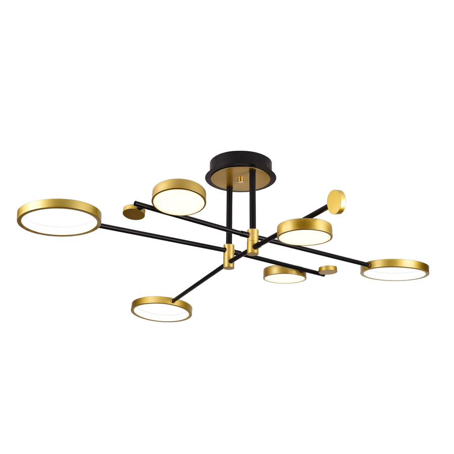 Lustre LED avec télécommande MARIA, 6 éléments, 31W, lumière chaude/froide/neutre 3000K/4000K/6000K, variable, doré et noir, métal