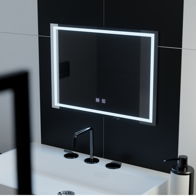 Miroir LED rectangulaire, 70x50cm, RADIANTE Touch, Système anti-buée, Gradable