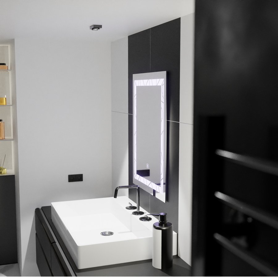 Miroir LED rectangulaire, 60x80cm, Deco Frame Basic Touch