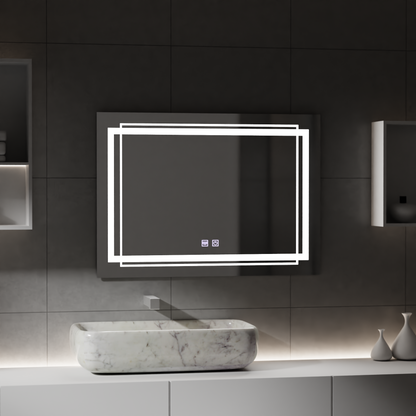 Miroir LED rectangulaire, 80x60cm, KOVEN Touch, système anti-buée, intensité variable