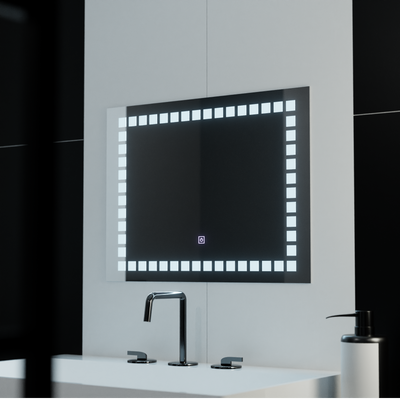 Miroir LED rectangulaire, 80x60cm, Grid Light Basic Touch