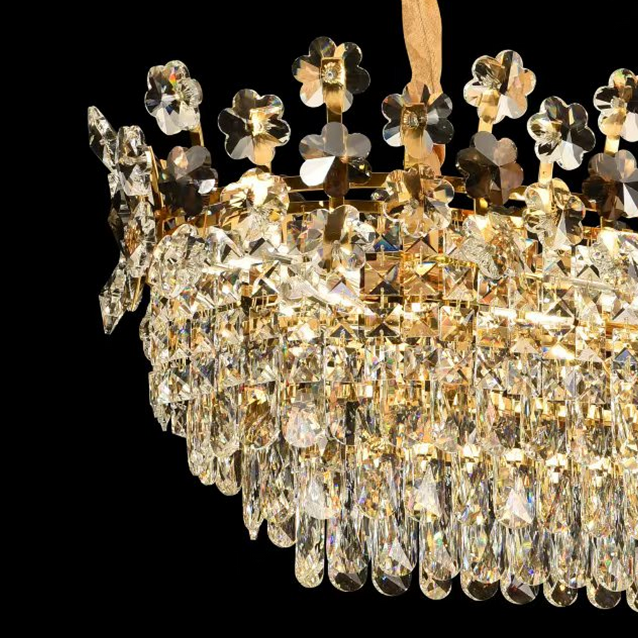 Lustre en cristal CC6705/900X350GD 10x E14, 90 cm, or brillant, hauteur réglable