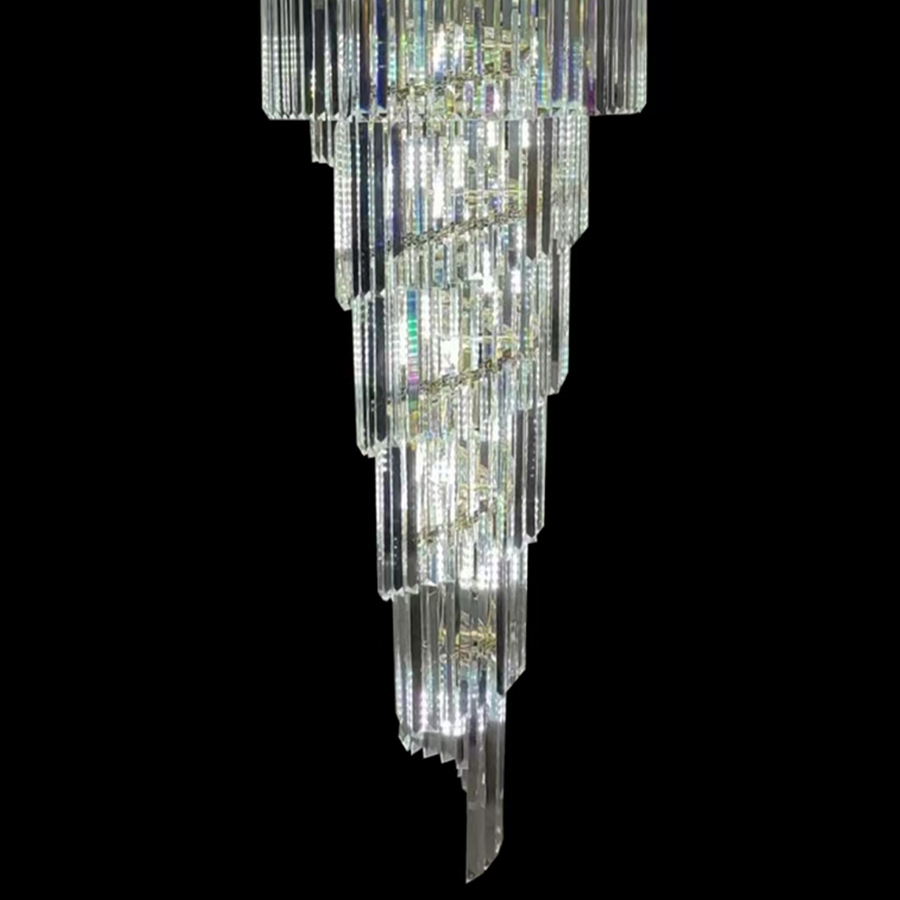 Lustre en cristal CC8043/600H1800GD, diamètre 60 cm, hauteur 1800 cm, or brillant, hauteur réglable, design élégant