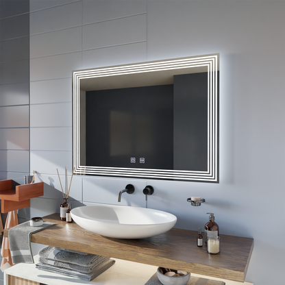 Miroir LED rectangulaire, anti-buée, 80x60cm, ADIS Basic Touch