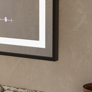 Miroir LED rectangulaire, 60x80 cm, Verite Majeste Noir Motion Glow Marcello, système anti-buée, horloge et thermomètre, intensité variable