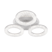 FREJA Lustre LED avec Télécommande, 50W, 3000K/4000K/6000K, Intensité Variable, Blanc, Cristaux, 3 Cercles