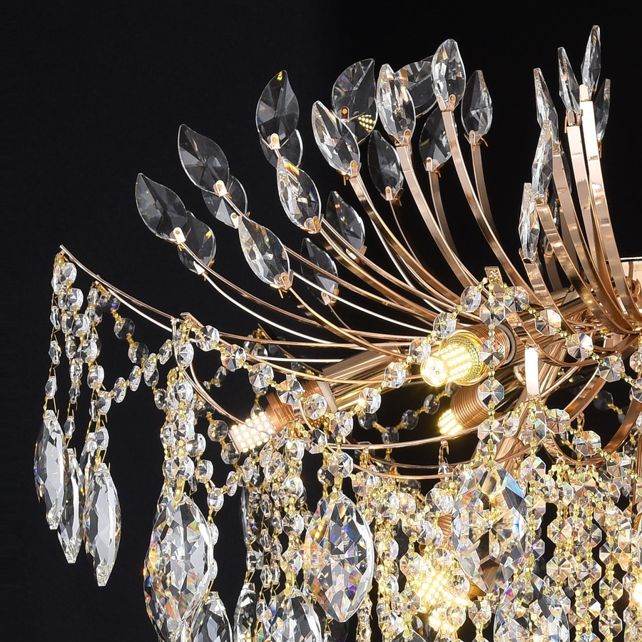 Lustre en cristal CC9313/12FGD, 12x E14, diamètre 49 cm, doré