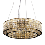 Lustre LED avec télécommande, LLC160/500GD, cristal et métal, 120 W, intensité variable, hauteur réglable, lumière froide/chaude/neutre, éclairage luxueux